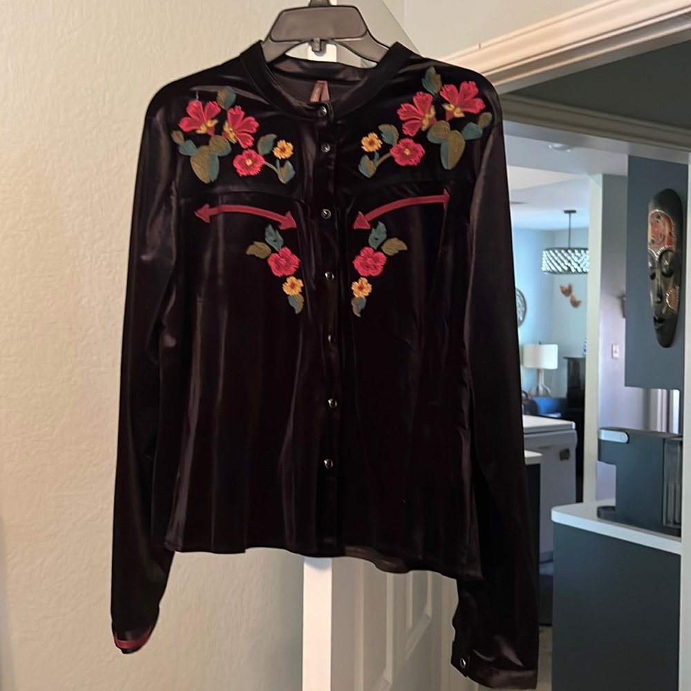 Black velvet western top - large - nwot Stetson